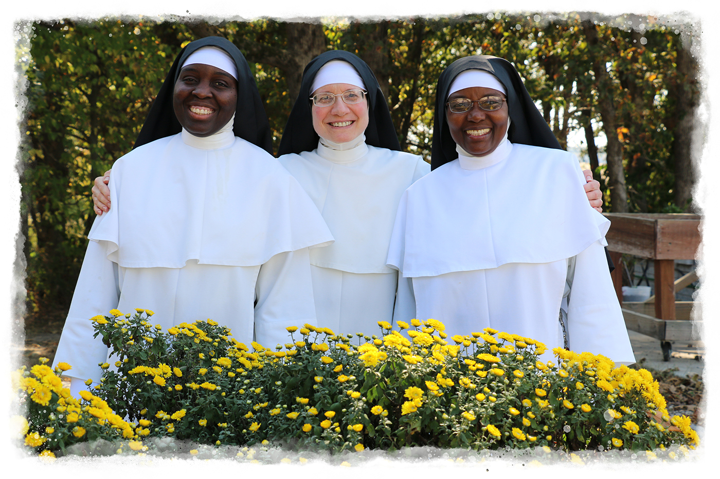 young nuns in the garden